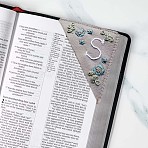 Embroidery Corner Bookmarks, Personalized Hand Embroidered Bookmark, Flower Felt Triangle Corner Page Marker, for Book Reading Lovers Teachers, Square, Letter.L, 95x95mm(JX513L)