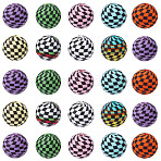 45Pcs 9 Colors Opaque Silicone Beads, Round with Tartan, Mixed Color, 15x14.5mm, Hole: 2.3mm, 5pcs/color(SIL-SC0002-83)