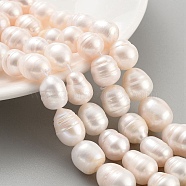 Natural Cultured Freshwater Pearl Beads Strands, Rice, Grade A, Floral White, 11~12mm, Hole: 0.6mm, about 15~16pcs/strand, 7.09''(18cm)(PEAR-P062-11B)