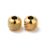 304 Stainless Steel Bead, Round, Real 18K Gold Plated, 5mm, Hole: 2mm(STAS-H214-29B-G)