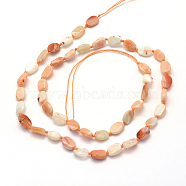 Natural Fire Opal Bead Strands, Oval, 7.5~9x5.5~6x2~3mm, Hole: 0.5mm, about 45pcs/strand, 15.7 inch(40cm)(G-E395-12A)