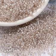 MIYUKI Round Rocailles Beads, Japanese Seed Beads, (RR3641) Fancy Lined Soft Blush, 15/0, 1.5mm, Hole: 0.7mm, about 250000pcs/pound(SEED-G009-RR3641)