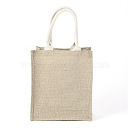 Jute Portable Shopping Bag, Reusable Grocery Bag Shopping Tote Bag, Tan, 30x26x1.2cm(ABAG-O004-01B)