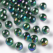 Transparent Acrylic Beads, AB Color Plated, Round, Green, 8x7mm, Hole: 2mm, about 1745pcs/500g(MACR-S370-B8mm-735)