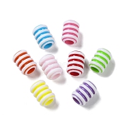Opaque Acrylic European Beads, Craft Style, Large Hole Beads, Column with Stripe, Mixed Color, 15x11mm, Hole: 6mm, about 500pcs/500g(SACR-P031-12A)