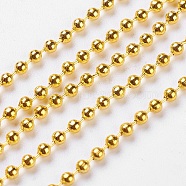 Iron Ball Chains, Soldered, Golden, with Spool, Bead: about 2mm in diameter, about 328.08 Feet(100m)/roll(CHB002Y-G)