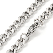 Non-Tarnish 201 Stainless Steel Cuban Link Chain Necklaces for Women and Men, Stainless Steel Color, 19.69 inch(50cm)(NJEW-F322-12P-02)