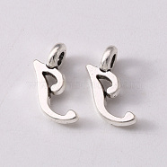 Tibetan Style Alloy Charms, Cadmium Free & Lead Free, Antique Silver, Letter.J, J: 11x5x1.5mm, Hole: 1.8mm(TIBEP-R361-01J-AS-RS)