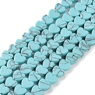 Synthetic Turquoise Beads Strands, Heart, 6x6x3mm, Hole: 1mm, about 69~71pcs/strand, 14.57''~14.96''(37~38cm)(G-M403-A29-02)