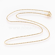 304 Stainless Steel Snake Chain Necklaces, with Lobster Claw Clasps, Golden, 16.5~16.7 inch(42~42.5cm), 1mm(NJEW-G313-20G)