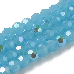 Imitation Jade Glass Beads Strands, Faceted, Round, Sky Blue, 6x5.5mm, Hole: 0.9mm, about 94~97pcs/strand, 21.06~21.18''(53.5~53.8cm)(EGLA-A035-J6mm-L04)