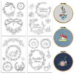 4 Sheets 11.6x8.2 Inch Stick and Stitch Embroidery Patterns, Non-woven Fabrics Water Soluble Embroidery Stabilizers, Garland, 297x210mmm(DIY-WH0455-177)