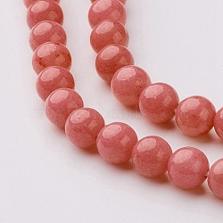 Natural Mashan Jade Round Beads Strands, Dyed, Orange Red, 10mm, Hole: 1mm, about 41pcs/strand, 15.7 inch(X-G-D263-10mm-XS18)