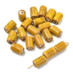20Pcs Handmade Porcelain Beads, Column, Fancy Antique Glazed Porcelain, Goldenrod, 10~11x6.5~7mm, Hole: 2~2.2mm(PORC-YW0001-45C)