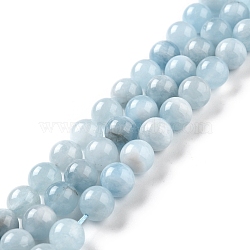 Grade A Natural Aquamarine Round Bead Strands, 8mm, Hole: 1mm, about 55pcs/strand, 15.5 inch.(G-L417-13-B01)