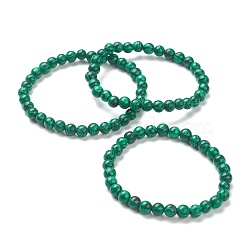 Synthetic Malachite Beaded Stretch Bracelets, Round, Beads: 6~6.5mm, Inner Diameter: 2-1/4 inch(5.55cm)(BJEW-A117-B-16)