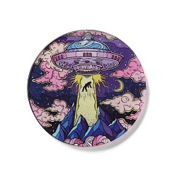 Halloween Theme Opaque Acrylic Pendants, Spaceship, 38.8x2.2mm, Hole: 1.6mm(SACR-Z006-04D)