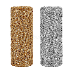 Elite 2 Rolls 2 Colors Polyester Braided Metallic Cord, for Gift Wrapping, Round, Mixed Color, 1mm, about 109.36 yards(100m)/roll, 1 roll/color(OCOR-PH0002-82)