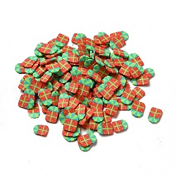Christmas Theme Handmade Polymer Clay Beads, No Hole, Gift Box Pattern, 5~7x4~6x0.6mm, about 48000pcs/1000g(CLAY-P002-02D)
