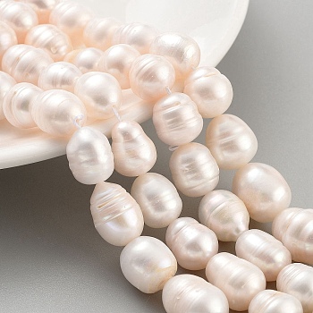 Natural Cultured Freshwater Pearl Beads Strands, Rice, Grade A, Floral White, 11~12mm, Hole: 0.6mm, about 15~16pcs/strand, 7.09''(18cm)