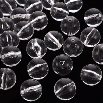 Transparent Acrylic Beads, Round, Clear, 16x15mm, Hole: 2.8mm