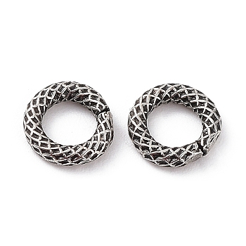 Rack Plating Brass Open Jump Rings, Lead Free & Cadmium Free, Long-Lasting Plated, Textured Round Ring, Gunmetal, 15 Gauge, 7x1.5mm, Hole: 3.8mm
