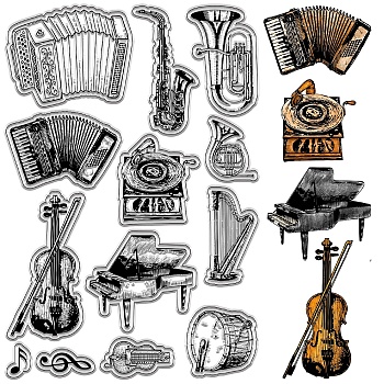 Custom PVC Plastic Clear Stamps, for DIY Scrapbooking, Photo Album Decorative, Cards Making, Stamp Sheets, Film Frame, Musical Instruments, 160x110x3mm