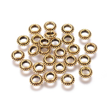 Tibetan Style Alloy Spacer Beads, Donut, Lead Free & Cadmium Free, Antique Golden, 8x2.5mm, Hole: 4mm