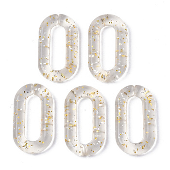 Transparent Acrylic Linking Rings, with Glitter Powder, Quick Link Connectors, For Jewelry Cable Chains Making, Oval, Beige, 20x11x3mm, Inner Diameter: 4X13.5mm, about 1200pcs/500g