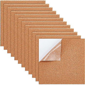 Cork Drink Coasters, Cup Mat, Hot Pad, with Self-adhesive Back, Square, Peru, 150x150x1mm