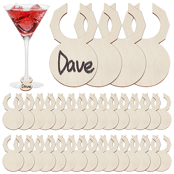 80Pcs Wood Wine Glass Label Ring, Wine Glass Charms, Bisque, 54x29.5x3mm, Inner Diameter: 17mm