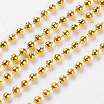 Iron Ball Chains, Soldered, Golden, with Spool, Bead: about 2mm in diameter, about 328.08 Feet(100m)/roll