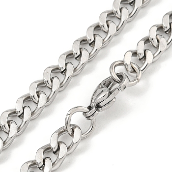 Non-Tarnish 201 Stainless Steel Cuban Link Chain Necklaces for Women and Men, Stainless Steel Color, 19.69 inch(50cm)