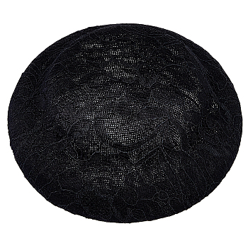 Imitation Hemp Round Fascinator Hat Base for Millinery, Black, 178x54mm