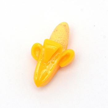 Resin Beads, Imitation Food, No Hole, Banana, Gold, 25x15x12mm