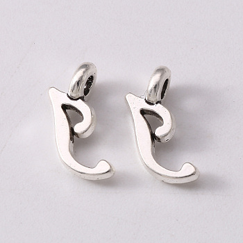 Tibetan Style Alloy Charms, Cadmium Free & Lead Free, Antique Silver, Letter.J, J: 11x5x1.5mm, Hole: 1.8mm