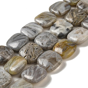 Natural Bamboo Leaf Agate Beads Strands, Square, 15~15.5x15~15.5x5~5.5mm, Hole: 1.2mm, about 27pcs/strand, 15.55~15.75''(39.5~40cm)
