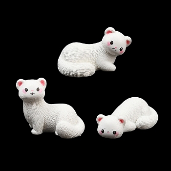 Resin White Ferret Miniature Figurines, Micro Landscape Accessories, Pretending Prop Decorations, Mixed Color, 30.5~36.5x19.5~21x11.5~25mm
