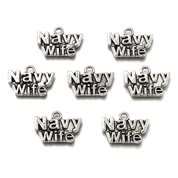 Tibetan Style Alloy Pendants, with Word Navy Wife, Cadmium Free & Lead Free, Antique Silver, 12.5x19x2mm, Hole: 2mm, about 311pcs/421g