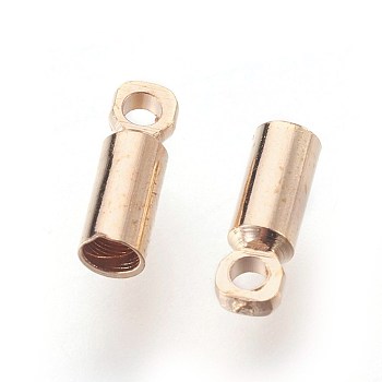Brass Cord Ends, Light Gold, 6x2mm, Hole: 0.8mm, Inner Diameter: 1.5mm
