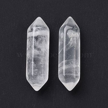 Pendentifs pointus à double borne en cristal de quartz naturel(G-C007-02B-14)-3