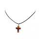 5Pcs 5 Style Natural & Synthetic Mixed Gemstone Cross Pendant Necklaces Set with Waxed Cord for Women(NJEW-JN04176)-5