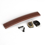 Leather Zinc Alloy Handle, Jewelry Box Accessories, with Screws, Sienna, 143x21x4mm(FIND-WH0077-30B)