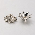 CCB Plastic Bead Caps, 8-Petal, Platinum, 8.5x3.5mm, Hole: 1.4mm(CCB-J029-06P)