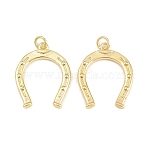 Brass Pendants, with Jump Rings, Cadmium Free & Lead Free, Long-Lasting Plated, Horseshoe, Golden, 24.5x20x2mm, Hole: 4.5mm(ZIRC-I044-37A)