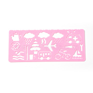 Plastic Drawing Painting Stencils Templates, Travel Theme, Pink, 6.5x14.9x0.1cm(DIY-WH0112-05)