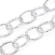 Aluminum Cable Chains, Diamond Cut Oval Link Chains, Unwelded, Silver, 45.5x31x4.5mm(CHA-N003-09S)