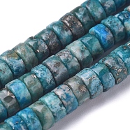 Natural African Pyrite Beads Strands, Dyed, Heishi Beads, Flat Round/Disc, 4~4.5x2mm, Hole: 0.8mm, about 179 pcs/Strand, 15.94 inches(40.5 cm)(G-D0006-E01-A-01)