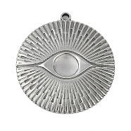 Anti-Tarnish 304 Stainless Steel Pendants, Flat Round Charm, Stainless Steel Color, 26x24x2.5mm, Hole: 1.5mm(STAS-M078-03E-P)