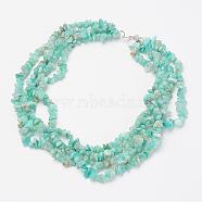 Natural Amazonite Multi-strand Necklaces, with Metal Alloy Bar & Ring Toggle Clasps, Silver Color Plated, 17.7 inch~18.1 inch(45cm~46cm)(NJEW-JN01864-02)